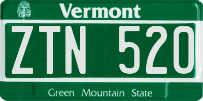 VT license plate ZTN520
