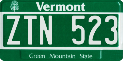 VT license plate ZTN523