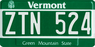 VT license plate ZTN524