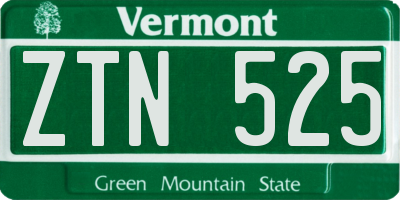 VT license plate ZTN525