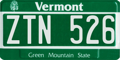 VT license plate ZTN526