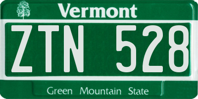 VT license plate ZTN528