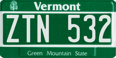 VT license plate ZTN532