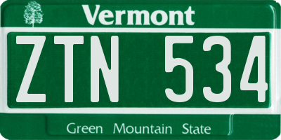 VT license plate ZTN534