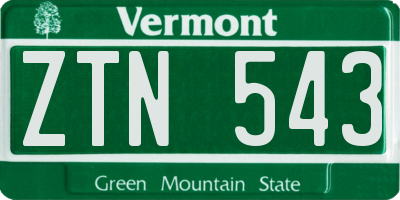 VT license plate ZTN543