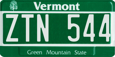 VT license plate ZTN544