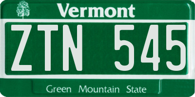 VT license plate ZTN545