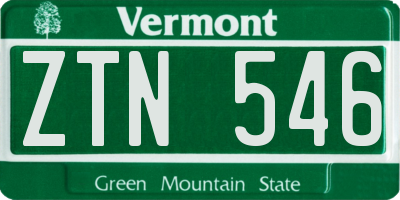 VT license plate ZTN546