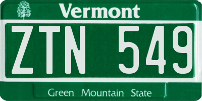 VT license plate ZTN549