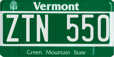 VT license plate ZTN550
