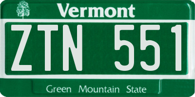 VT license plate ZTN551