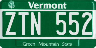 VT license plate ZTN552