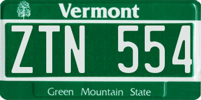 VT license plate ZTN554
