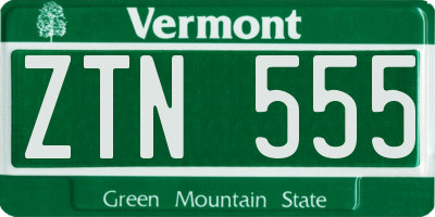 VT license plate ZTN555