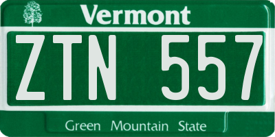VT license plate ZTN557