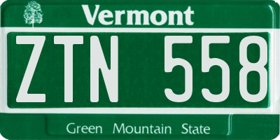 VT license plate ZTN558