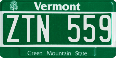 VT license plate ZTN559