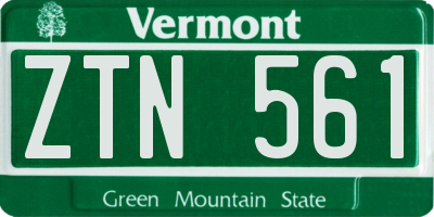 VT license plate ZTN561