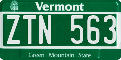 VT license plate ZTN563