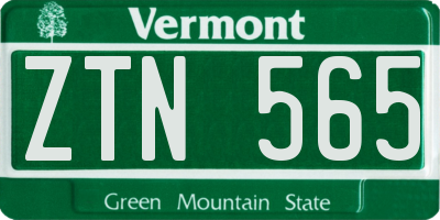 VT license plate ZTN565
