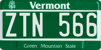 VT license plate ZTN566