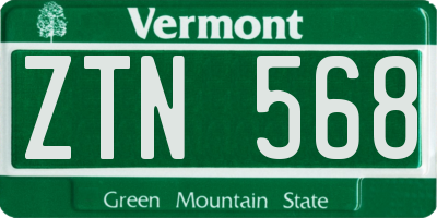 VT license plate ZTN568