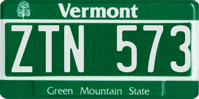 VT license plate ZTN573