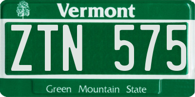 VT license plate ZTN575