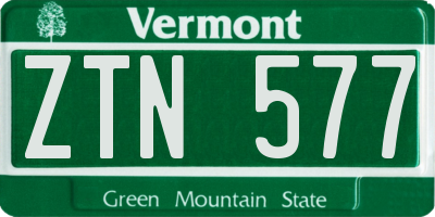 VT license plate ZTN577