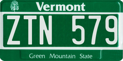 VT license plate ZTN579