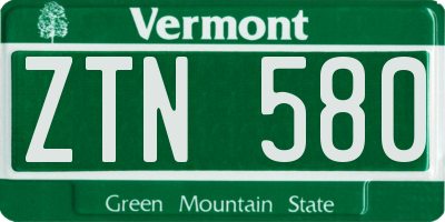 VT license plate ZTN580