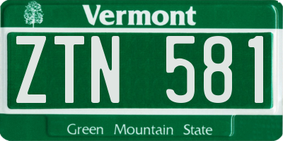 VT license plate ZTN581