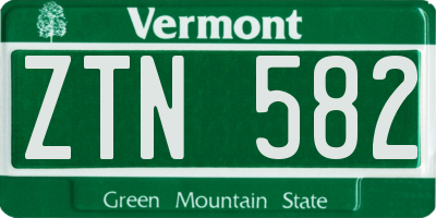 VT license plate ZTN582