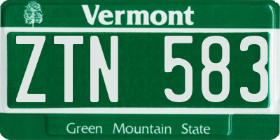 VT license plate ZTN583