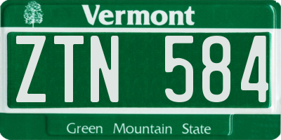 VT license plate ZTN584