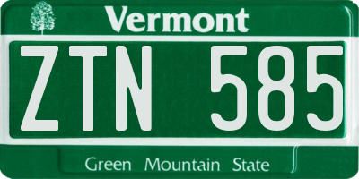 VT license plate ZTN585