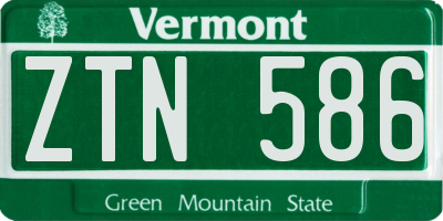 VT license plate ZTN586