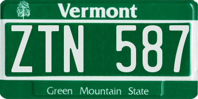 VT license plate ZTN587