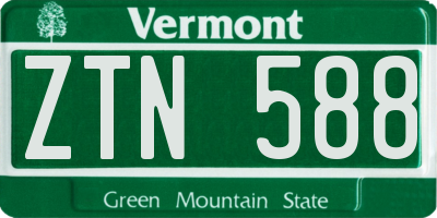 VT license plate ZTN588