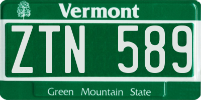 VT license plate ZTN589