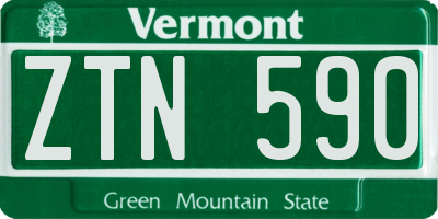 VT license plate ZTN590
