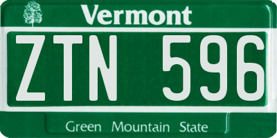 VT license plate ZTN596