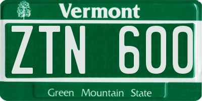 VT license plate ZTN600