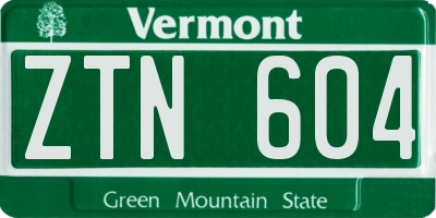 VT license plate ZTN604