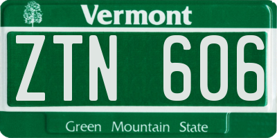 VT license plate ZTN606