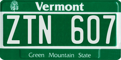 VT license plate ZTN607