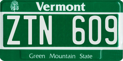 VT license plate ZTN609