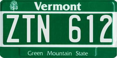 VT license plate ZTN612