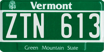 VT license plate ZTN613