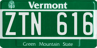 VT license plate ZTN616
